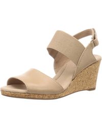 Clarks - Lafley Lily Hook & Loop Beige Other Leather S Wedges 261500314 - Lyst