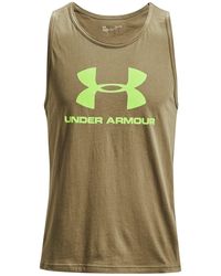 Under Armour - S Sportstyle Logo Tank Top Green S - Lyst