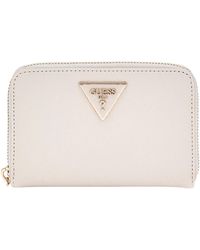 Guess - Laurel Slg Medium Zip Around Wallet Bone - Lyst