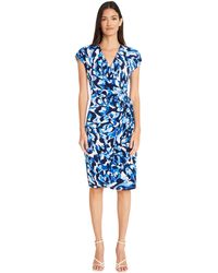 Maggy London - S Printed Matte Jersey Wrap Business Casual Dress - Lyst
