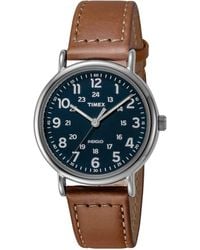 Timex - Weekender 40mm Brown/blue Two-piece Leather Strap Watch - Lyst