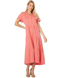Tommy Hilfiger - Tiered Skirt Maxi Short Sleeve Casual Dress - Lyst