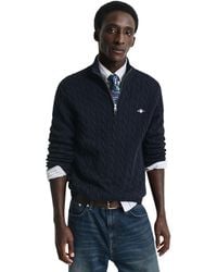 GANT - Cotton Cable Half Zip Pullover Sweater - Lyst