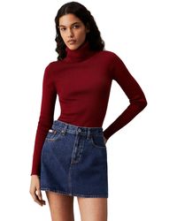 Calvin Klein - Calvin Klein Pullover Woven Roll Neck Sweater mit Rollkragen - Lyst