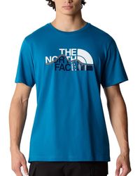 The North Face - NF0A87NTRBI1 M S/S Mountain Line Tee T-Shirt Uomo Adriatic Blue Taglia S - Lyst