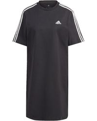 adidas - Essentials 3-stripes Single Jersey Boyfriend Tee Jurk T-shirt - Lyst