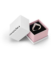 PANDORA - Timeless Sterling Silver Princess Cubic Zirconia Wishbone Ring - Lyst