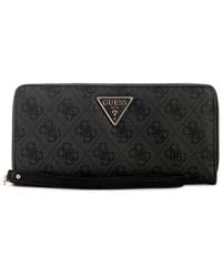 Guess - Laurel Ii Slg Large Zip Around Wallet L Coal Logo - Lyst