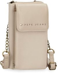 Pepe Jeans - Morgan Messenger Bag Mobile Phone Case Beige 11x20x4cm Polyester And Pu By Joumma Bags - Lyst