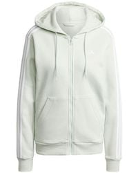 adidas - Womens Essentials 3-stripes Full Zip Fleece Hoodie - Lyst