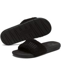 PUMA Cool Cat Sherpa Slide Sandal in Burgundy (Red) | Lyst