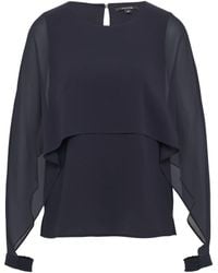 Comma, - Bluse aus Chiffon mit raffiniertem Layering Navy 42 - Lyst