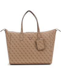 Guess - Sac de Voyage pour Ordinateur Portable Latona Carryon Large Tote Latte Logo Marron Clair - Lyst