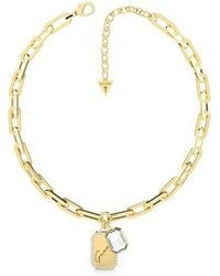 Guess - Jewelly Crystal Tag Jubn01126jwygt Gold Necklace - Lyst