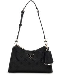 Guess - Schoudertas Cresidia Ii Top Zip Shoulder Bag Black Zwart - Lyst