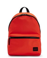 HUGO - S Ethon 2.0n Backpack Recycled-fabric Backpack With Red Logo Label Size One Size - Lyst