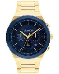 Calvin Klein - Analogue Multifunction Quartz Watch For Men With Gold Colored Stainless Steel Bracelet - 25200302 - Lyst
