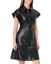 HUGO - Kestia-1 Regular-Fit Kleid aus Kunstleder mit Flügelärmeln Schwarz 34 - Lyst