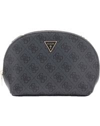 Guess - Zamira Dome Cosmetic Pouch Coal Logo - Lyst
