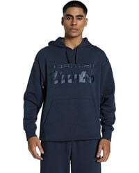 PUMA - Felpa con Cappuccio Porsche Legacy Ess da Uomo L Club Navy Blue - Lyst