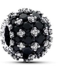 PANDORA - Moments Sterling Silver Charm With Black Crystal And Clear Cubic Zirconia - Lyst