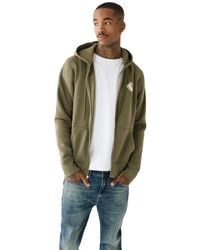 True Religion - Raw Exaggerated Zip Icon Hoodie Sweatshirt - Lyst