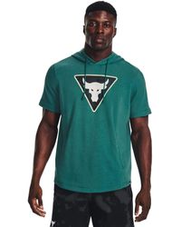 Under Armour - S Project R Terry Short Sleeve Hoodie Coastal Teal Xl - Lyst