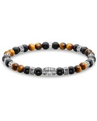 Thomas Sabo - Armband mit schwarzen Onyx-Beads und Tigerauge-Beads Silber - Lyst