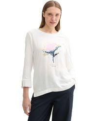 Tom Tailor - 1043110 T-Shirt mit 3/4 Arm und Print - Lyst