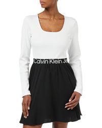 Calvin Klein - Kleid Logo Elastic Long Sleeve Dress Langarm - Lyst