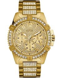 Guess - Men's Crystal Gold-tone Stainless Steel Bracelet Watch 46mm U0799g2 - Lyst