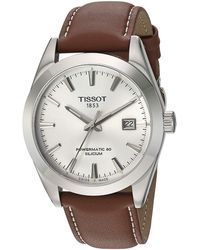 tissot mens gentleman stainless steel dress watch grey t1274071104100