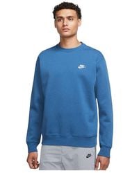 Nike - Sportswear Club Fleece Sweater Dark Marina Blue/white S - Lyst