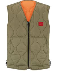 HUGO - Water-repellent Gilet With Red Logo Label - Lyst