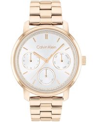 Calvin Klein Reloj Analógico de Cuarzo multifunción para mujer con Correa en Acero Inoxidable color oro rosado - 25200178 - Metálico