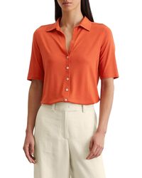 Marc O' Polo - Kurzarmbluse mit klassischem Kentkragen Regular Fit - Lyst