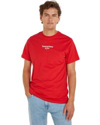 Tommy Hilfiger - Tommy Jeans Camiseta de ga Corta para Hombre Slim Cuello Redondo - Lyst