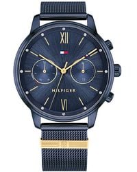 Tommy Hilfiger - Montre Analogique Multifunction à Quartz pour avec Bracelet Milanais en Acier Inoxydable Bleu - 1782305 - Lyst