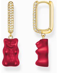 Thomas Sabo - Créoles simples avec pendentif ours en or rouge en version midi et pierres plaquées or - Lyst
