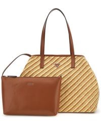 Guess - Vikky II Two In One Tote Bag L Natural/Cognac - Lyst
