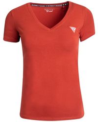 Guess - T-Shirt Terracotta Mini Triangle Rouge S - Lyst