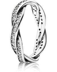 PANDORA - Sprankelende Wishbone Heart Ring - Lyst