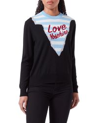 Love Moschino - Regular fit Long-Sleeved Roundneck Pullover in Wool Blend - Lyst