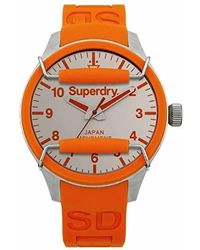 Superdry Syg125o Scuba Solar Horloge Rubber Roestvrij Staal 100m Analoog Oranje