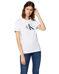 Calvin Klein Core Monogram Logo Regular Fit Tee Maglietta - Bianco