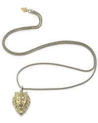 Guess In Necklace Umn78001 86 Cm Stainless Steel. Rose Gold Plated Lion Head Pendant - Multicolour