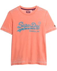 Superdry - Vintage T-Shirt mit Logo und Verzierung Fusion Korallrot 40 - Lyst