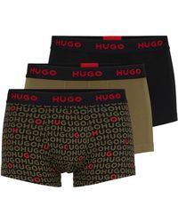 HUGO - Triple-pack Of Stretch-cotton Trunks With Logo Waistbands - Lyst