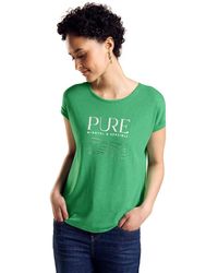 Street One - T-Shirt mit Wording soft grass green,36 - Lyst