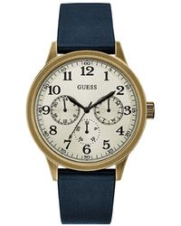 Guess - Gents Trend Horloge Analoog Kwarts Met Armband Van Rundleer W1101g2 - Lyst